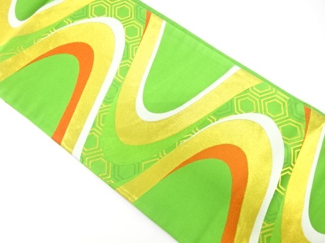 アンティーク　流水に亀甲模様織り出し袋帯（材料）